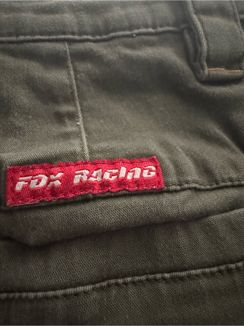Fox Men's Olive Green Cargo Pants with Red Fox Racing Patch